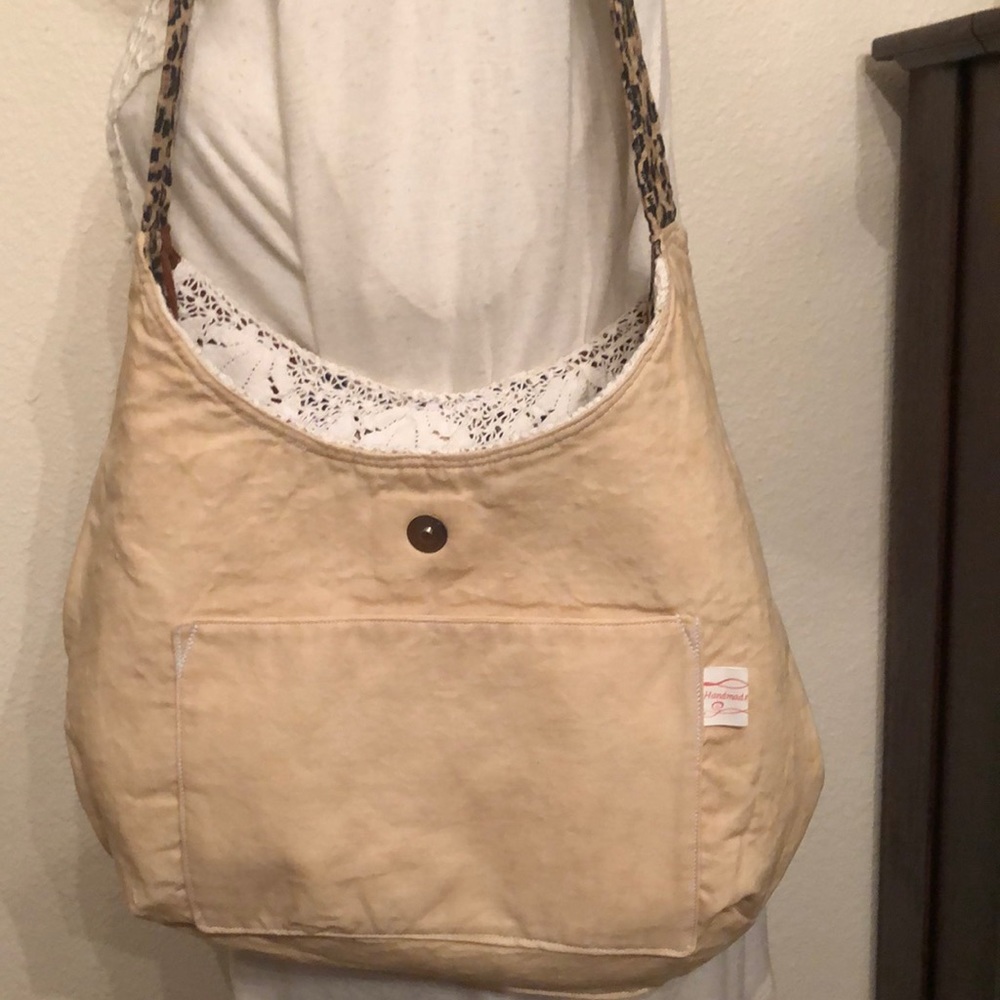 LEOPARD PRINT PURSE SHOULDER BAG TOTE   CREAM LACE - Picture 11 of 15